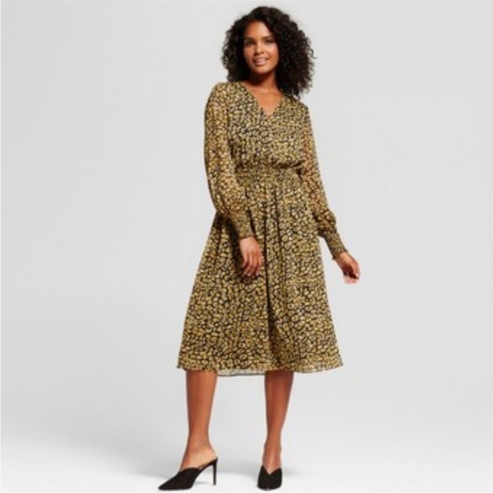 Who What Wear Leopard Print Long Sleeve Dress